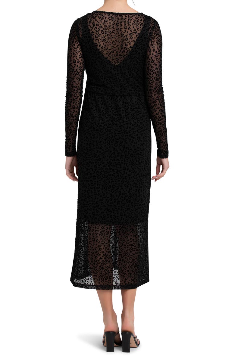 Ripe Maternity Leo Flocked Long Sleeve Maternity/Nursing Dress, Alternate, color, Black