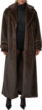 JLUXLABEL Uptown Belted Faux Fur Longline Coat