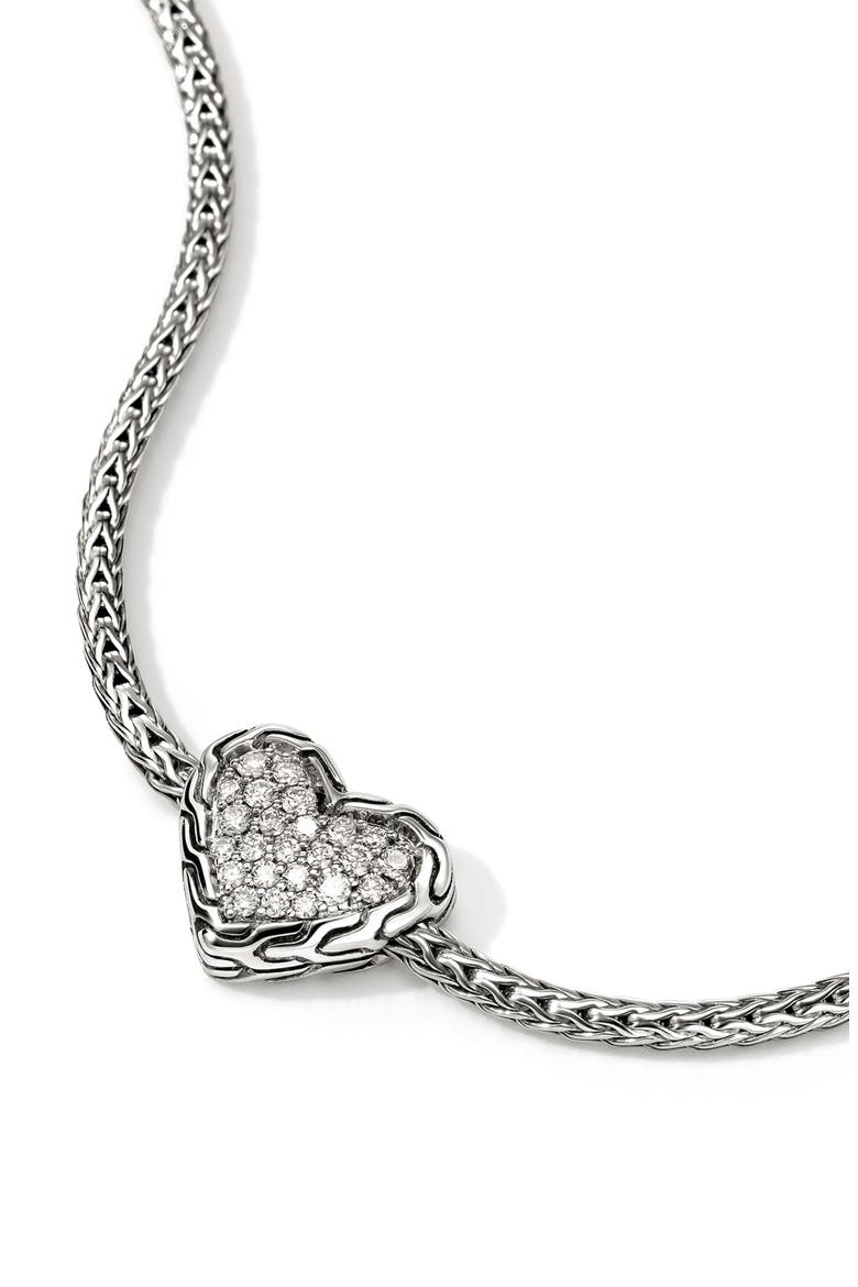 Essentials Heart Pavé Bracelet, Alternate, color, SILVER
