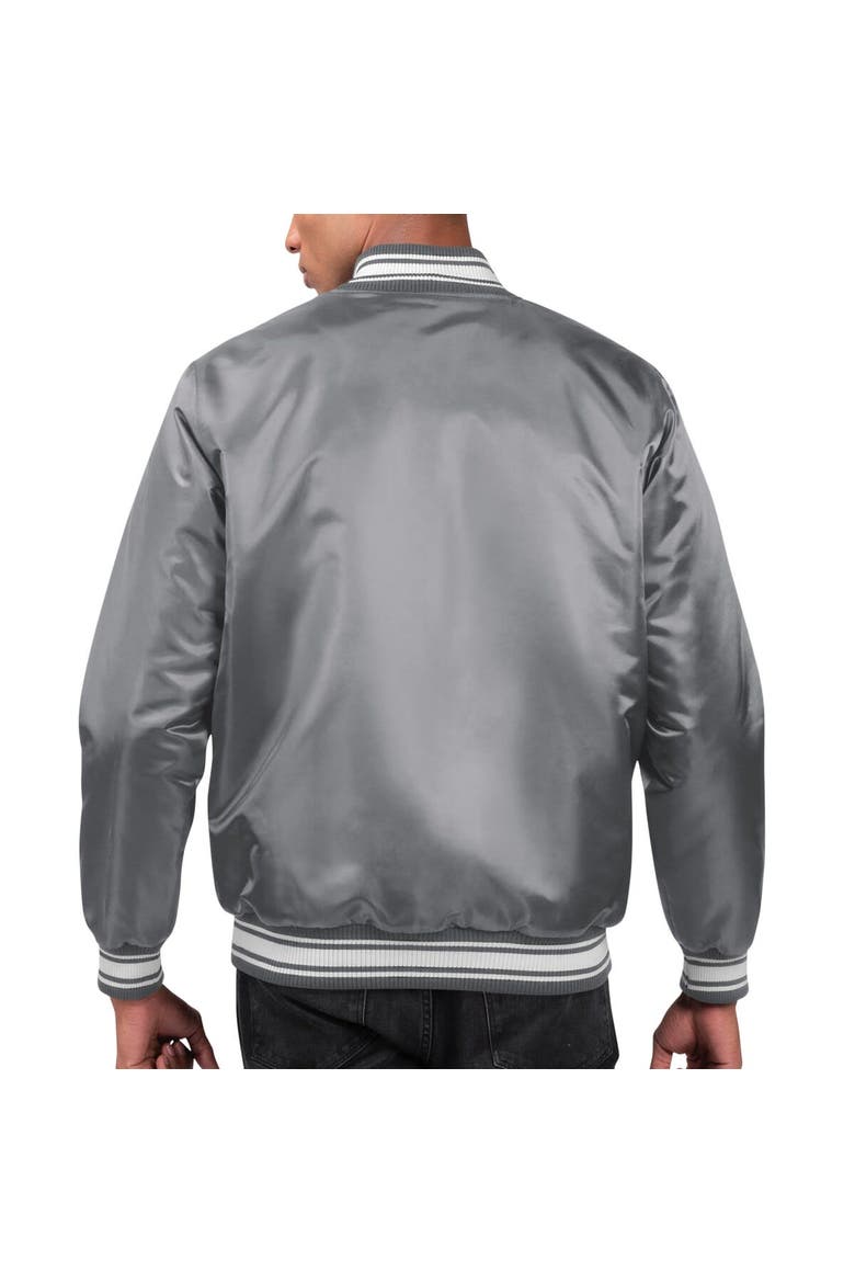 Men's Starter Gray Los Angeles Chargers Locker Room Satin Varsity Full-Snap Jacket, Alternate, color, Gray