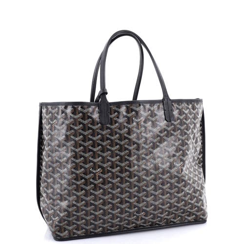 Pre-owned Goyard Goyard Anjou Reversible Tote Coated Canvas Pm In Black