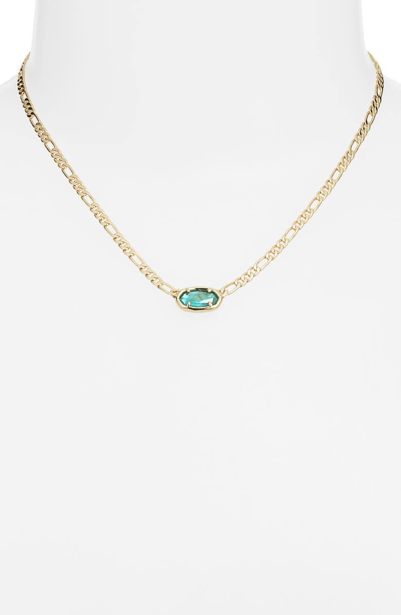 Kendra Scott Elisa Mother-of-Pearl Figaro Chain Pendant Necklace, Alternate, color, Gold Aqua Illusion