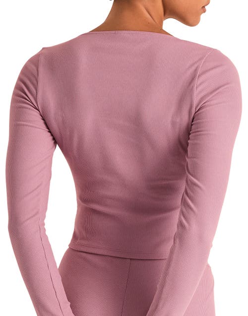 Adore Me Rib Long Sleeve Shirt In Pink