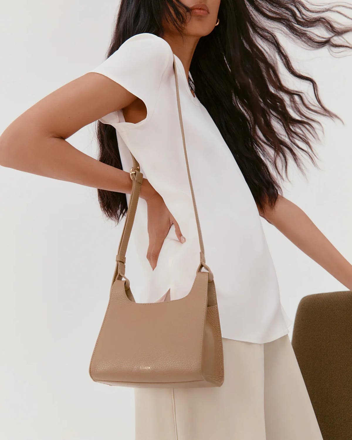 Cuyana Mini Double Loop Bag, Alternate, color, Cappuccino