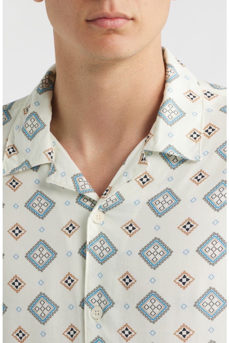 Didcot Ornate Tile Print Camp Shirt, Alternate, color, ECRU / MULTI