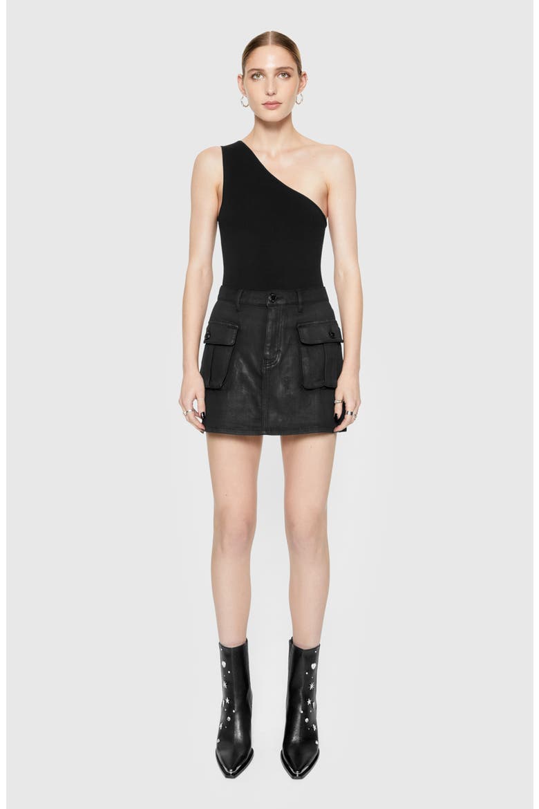 Jodie Coated Denim Cargo Miniskirt, Alternate, color, TRUE BLACK