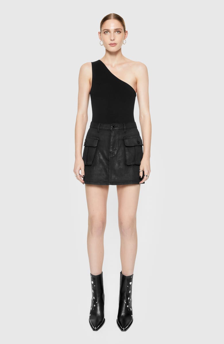 Rebecca Minkoff Jodie Coated Denim Cargo Miniskirt, Alternate, color, True Black