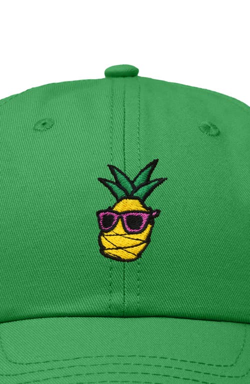 Dalix Pineapple Embroidered Dad Hat In Kelly Green