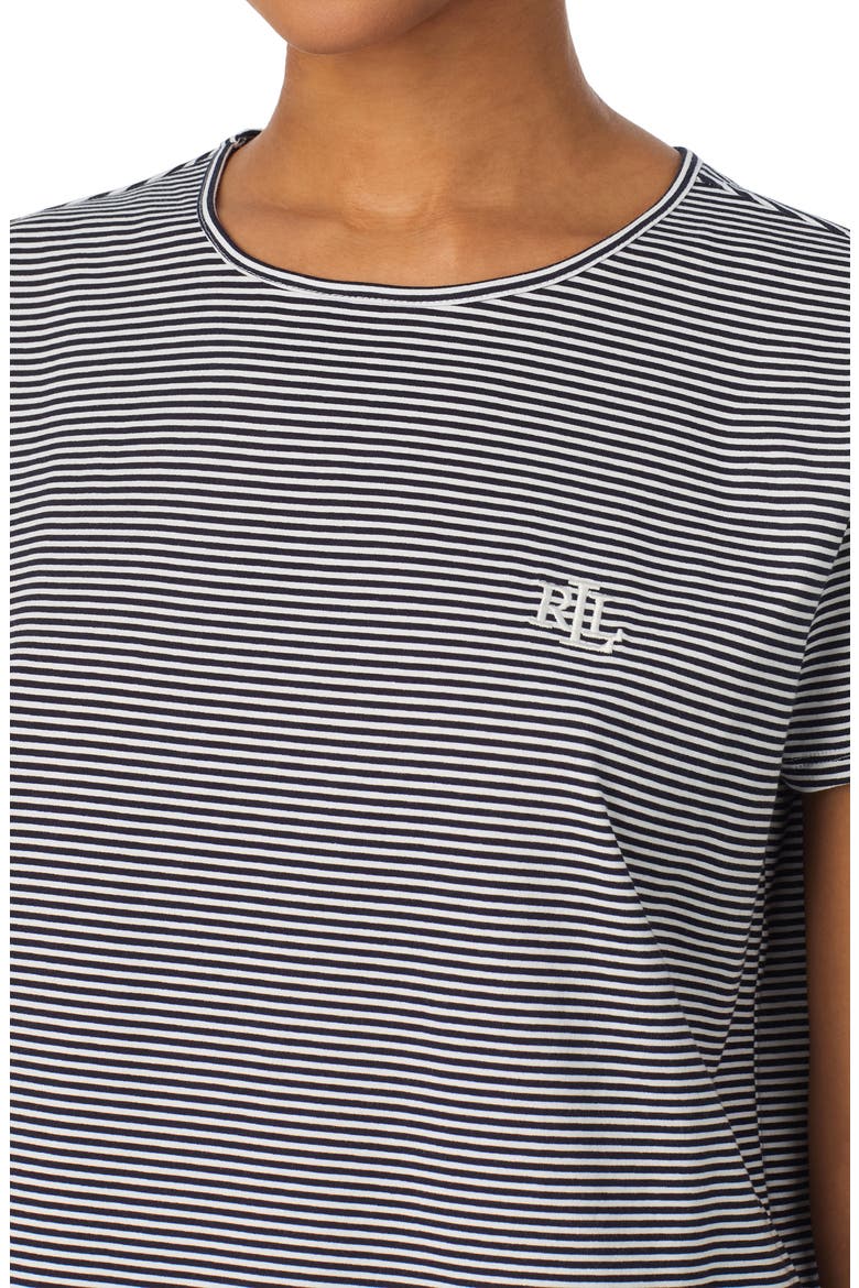 Print Cotton Boxer Pajamas, Alternate, color, DARK BLUE/ STRIPE