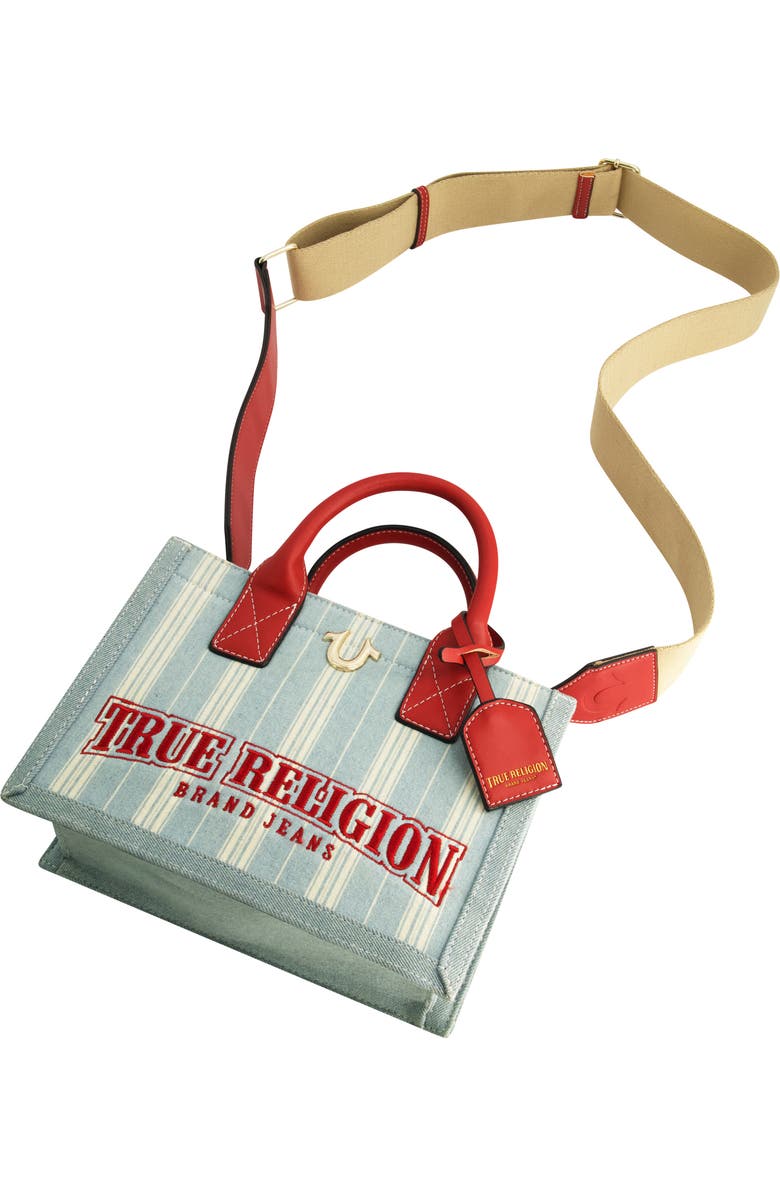 True Religion Denim Stripe Modern Tote, Alternate, color, Denim