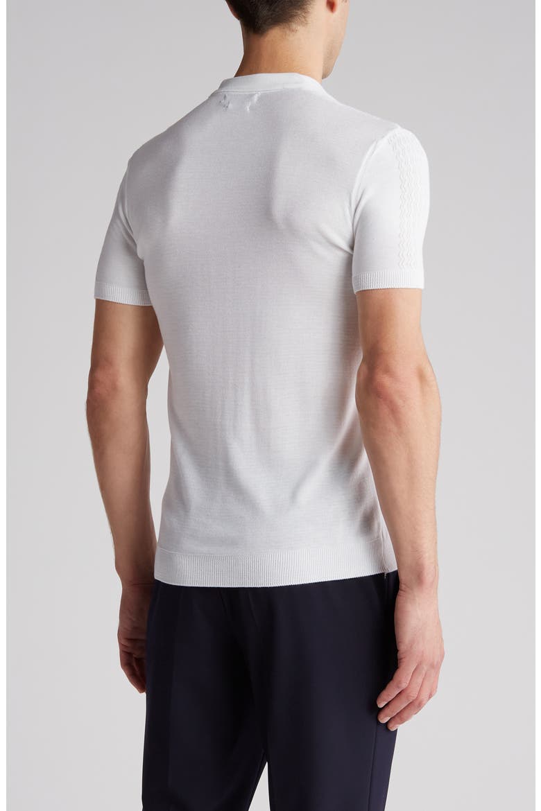 Textured Sweater Knit Johnny Collar Polo, Alternate, color, WHITE