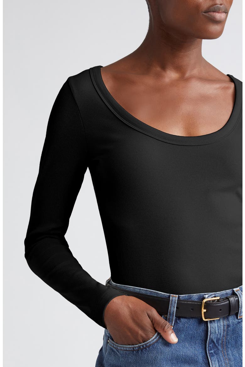 TOTEME Classic Long Sleeve Stretch Organic Cotton Rib Top (Women ...