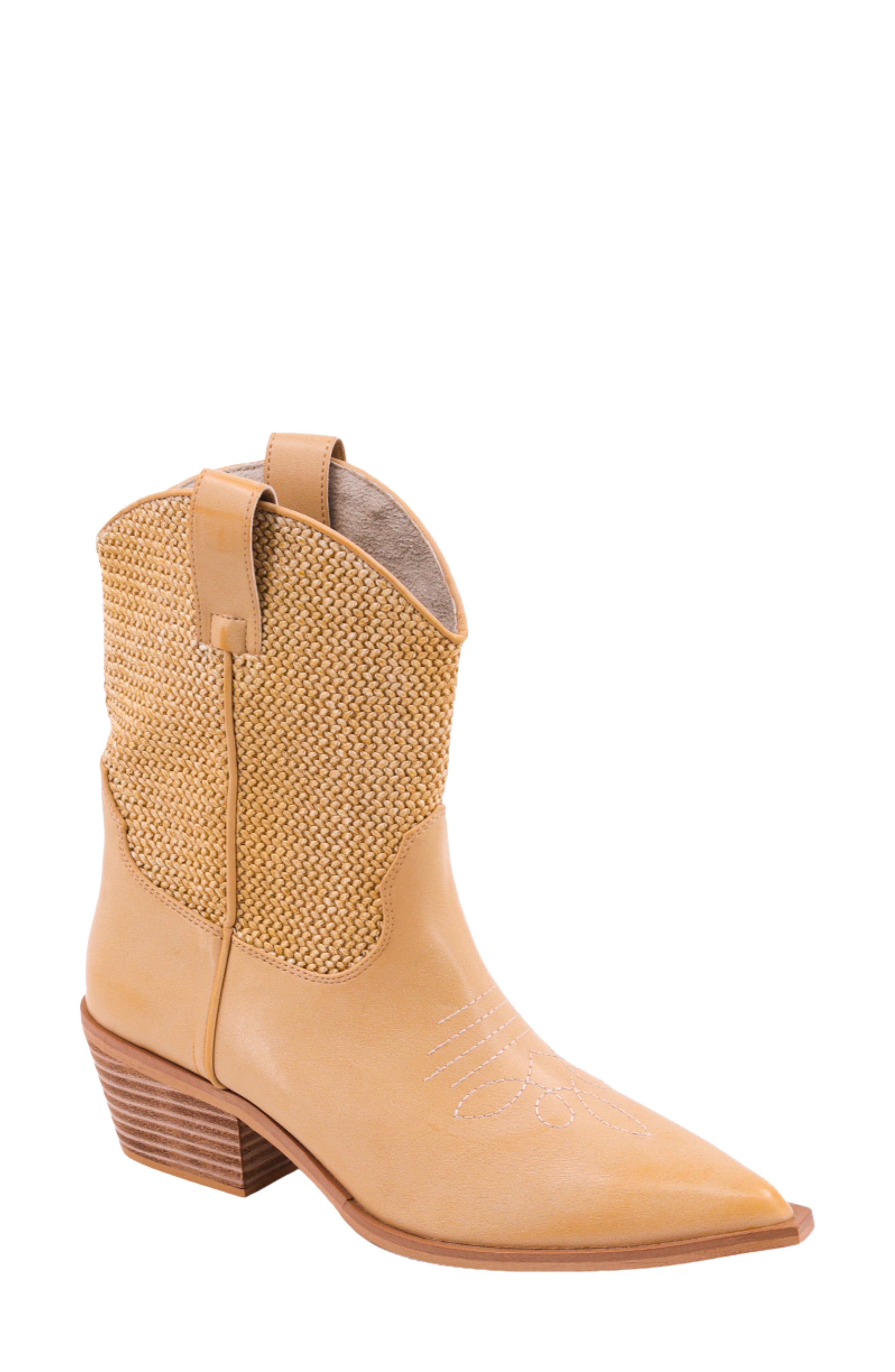 SHUSHOP Zahara Western Boot, Main, color, Natural Woven