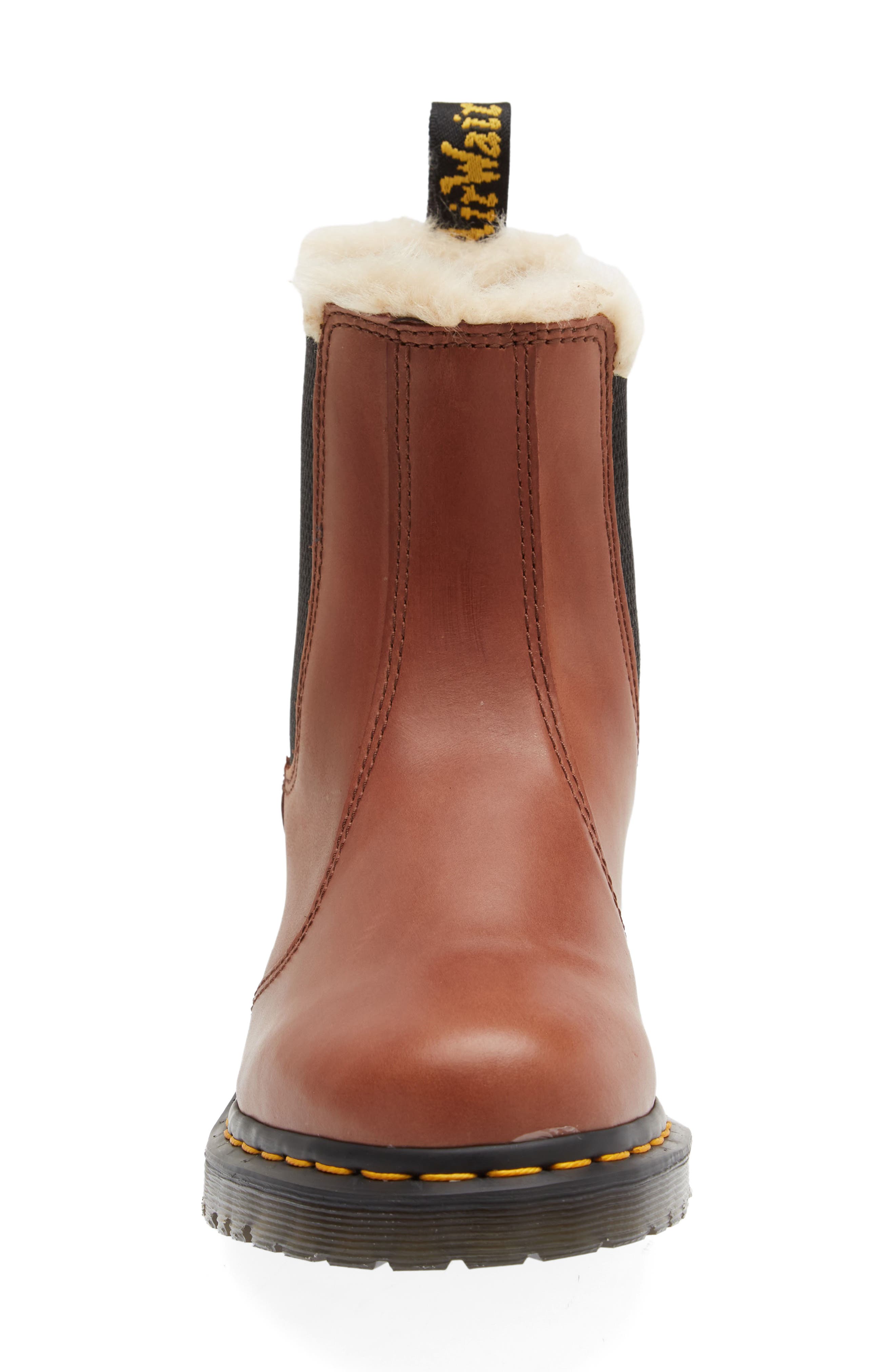 Dr. Martens 2976 Faux Shearling Chelsea Boot, Alternate, color, Saddle Tan