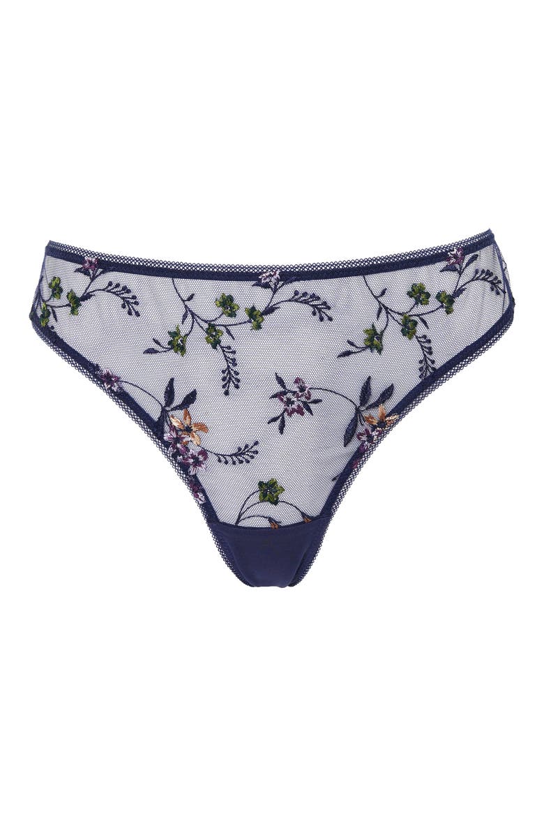 Insouciante Embroidered Thong, Alternate, color, MARINE