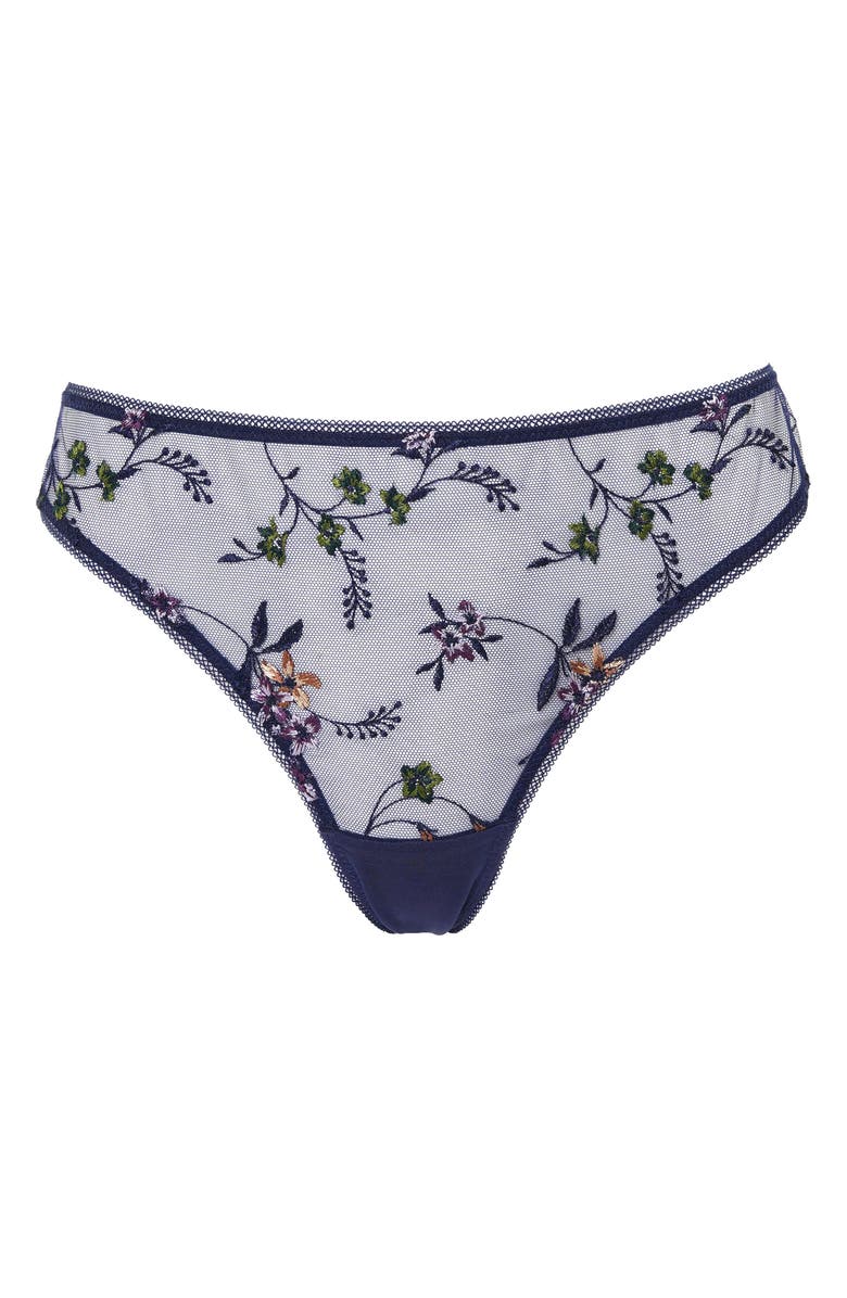 Huit Insouciante Embroidered Thong, Alternate, color, Marine