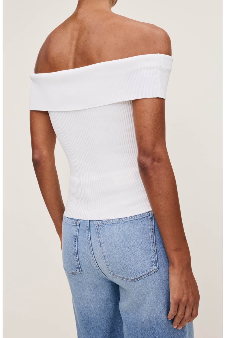 Off the Shoulder Rib Top, Alternate, color, WHITE