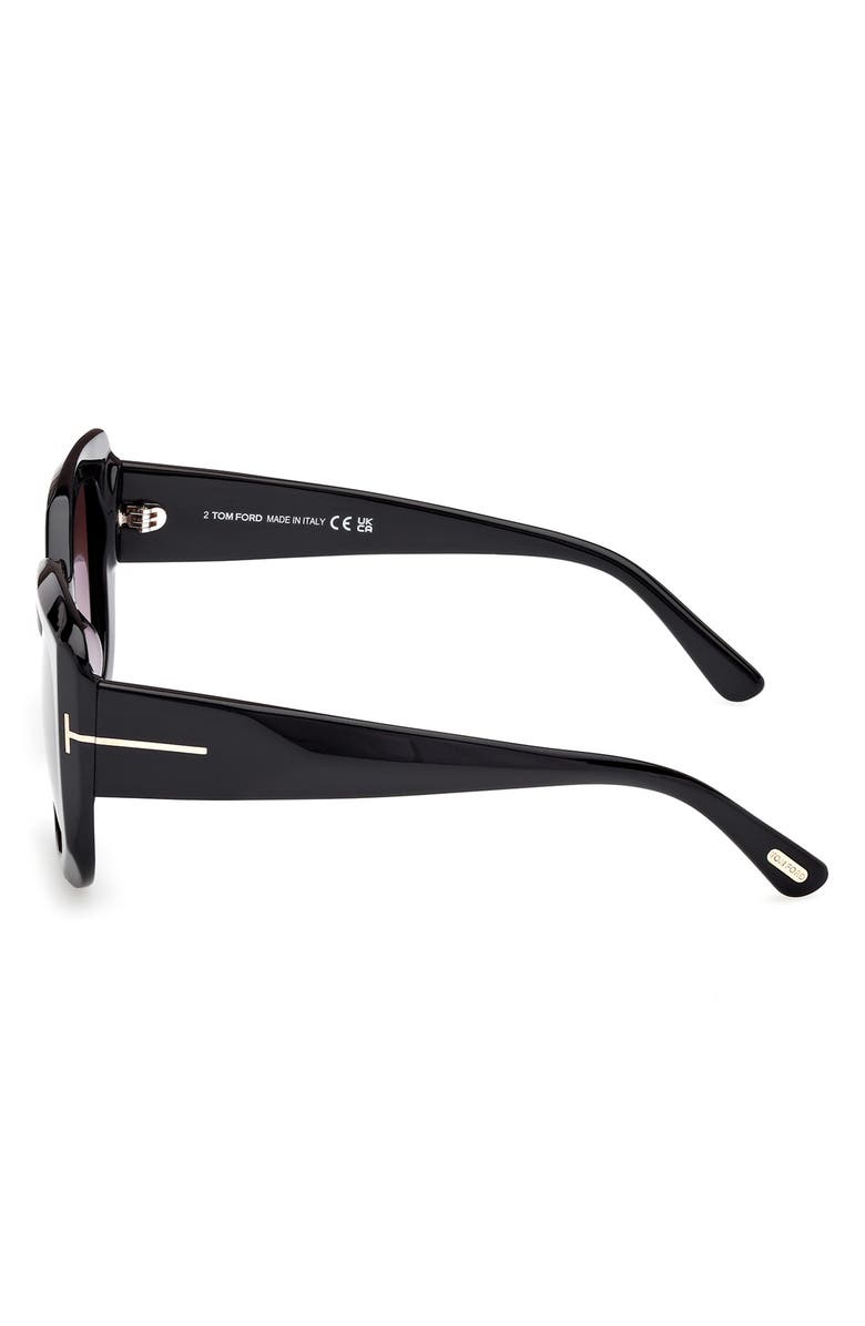 TOM FORD Carla 52mm Square Sunglasses, Alternate, color, Shiny Black Eco / Smoke Lenses