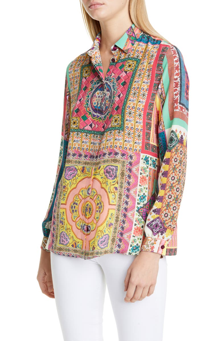 Etro Floral Silk Shirt, Main, color, 