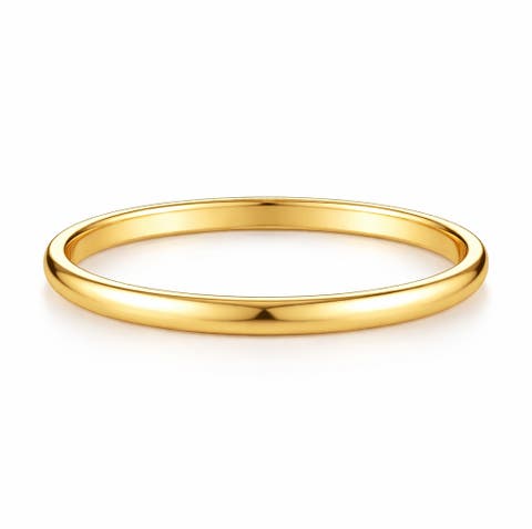 Gold-Tone Sterling Silver Thin Wedding Band
