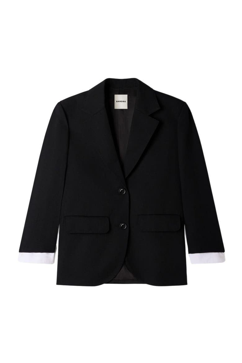 Mixed-material satin jacket, Alternate, color, Black