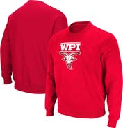 COLOSSEUM Men's Colosseum Red Worcester Polytechnic Institute Engineers Arch Over Logo Pullover Sweatshirt