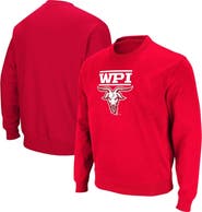 COLOSSEUM Men's Colosseum Red Worcester Polytechnic Institute Engineers Arch Over Logo Pullover Sweatshirt