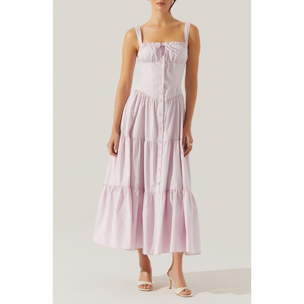 Astr The Label Temperance Tiered Corset Midi Dress In Purple