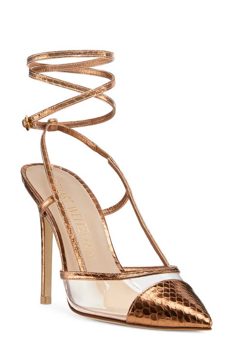 Mondrian Pointed Toe Slingback Pump with Removable Ankle Wrap (Women)