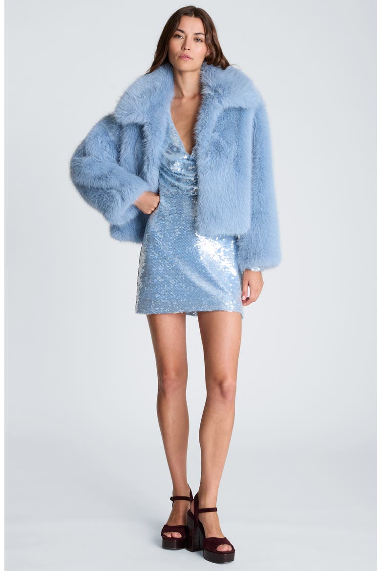 Faux Fur Cropped Jacket, Alternate, color, SERENE BLUE
