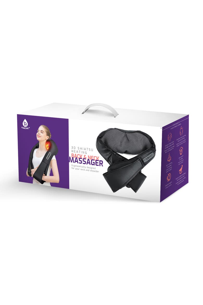 3D Shiatsu Heating Back and Neck Massager, Alternate, color, Black