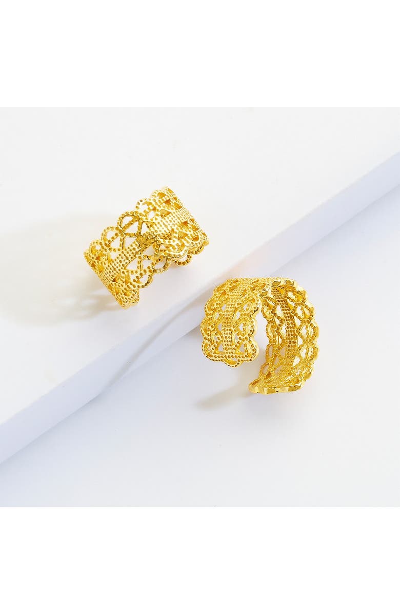 Sterling Forever 14K Gold Intertwined Ear Cuffs - Set of 2, Alternate, color,