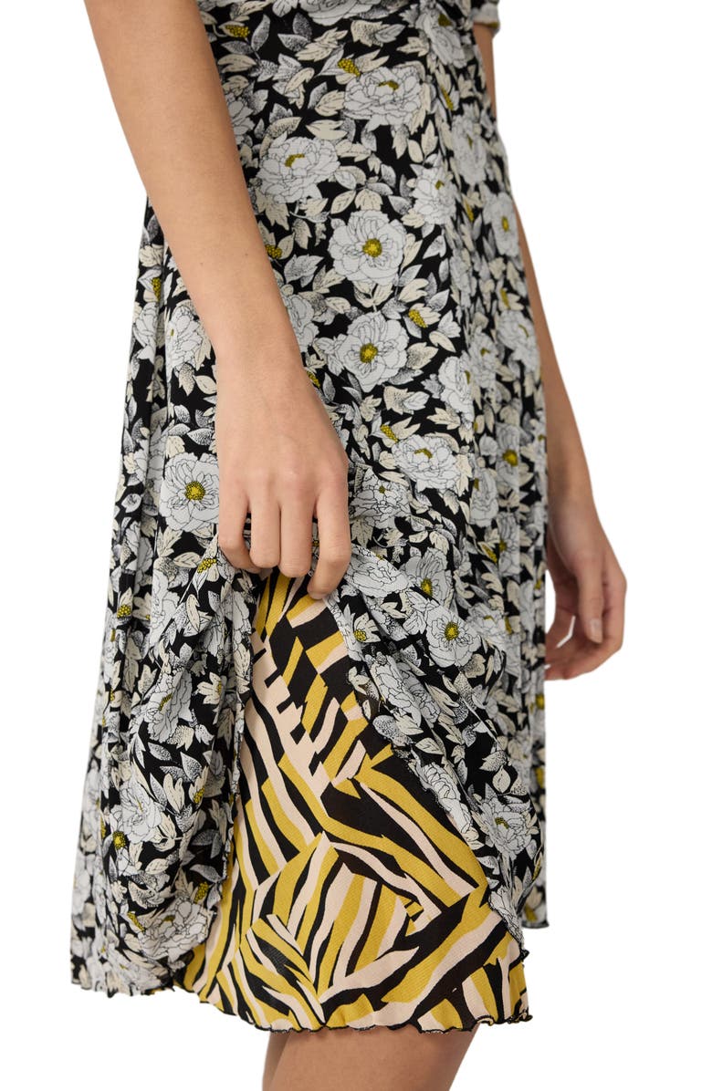 Diane von Furstenberg Koren Reversible Ruched Mesh Dress, Alternate, color, Biba Rose Mini Black