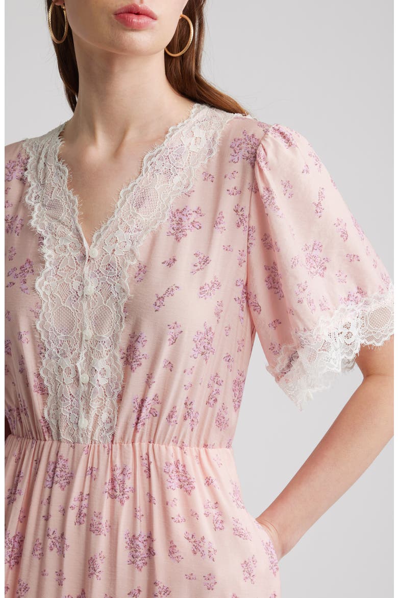 Garden Lace Trim Tiered Maxi Dress, Alternate, color, PINK LAYERED SPRIGS