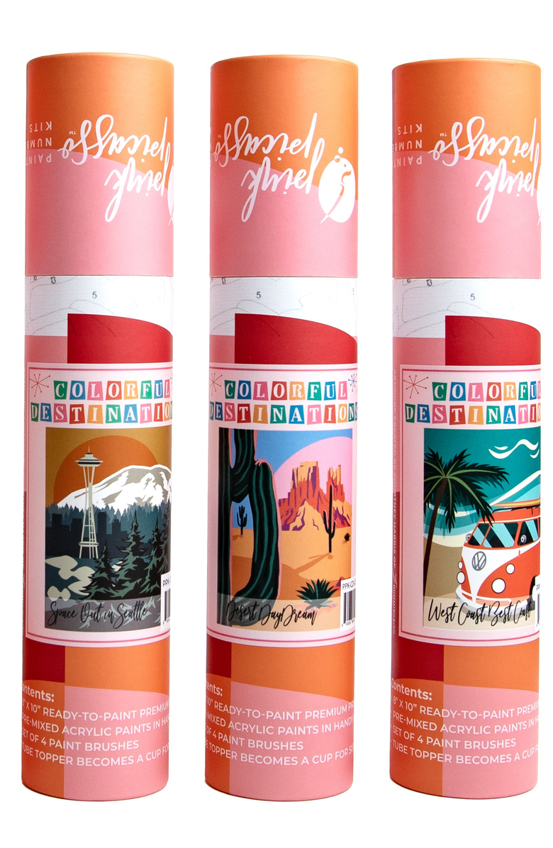 Pink Picasso Kits West Coast Best Coast Paint-by-Numbers Kit, Alternate, color, Orange / Teal