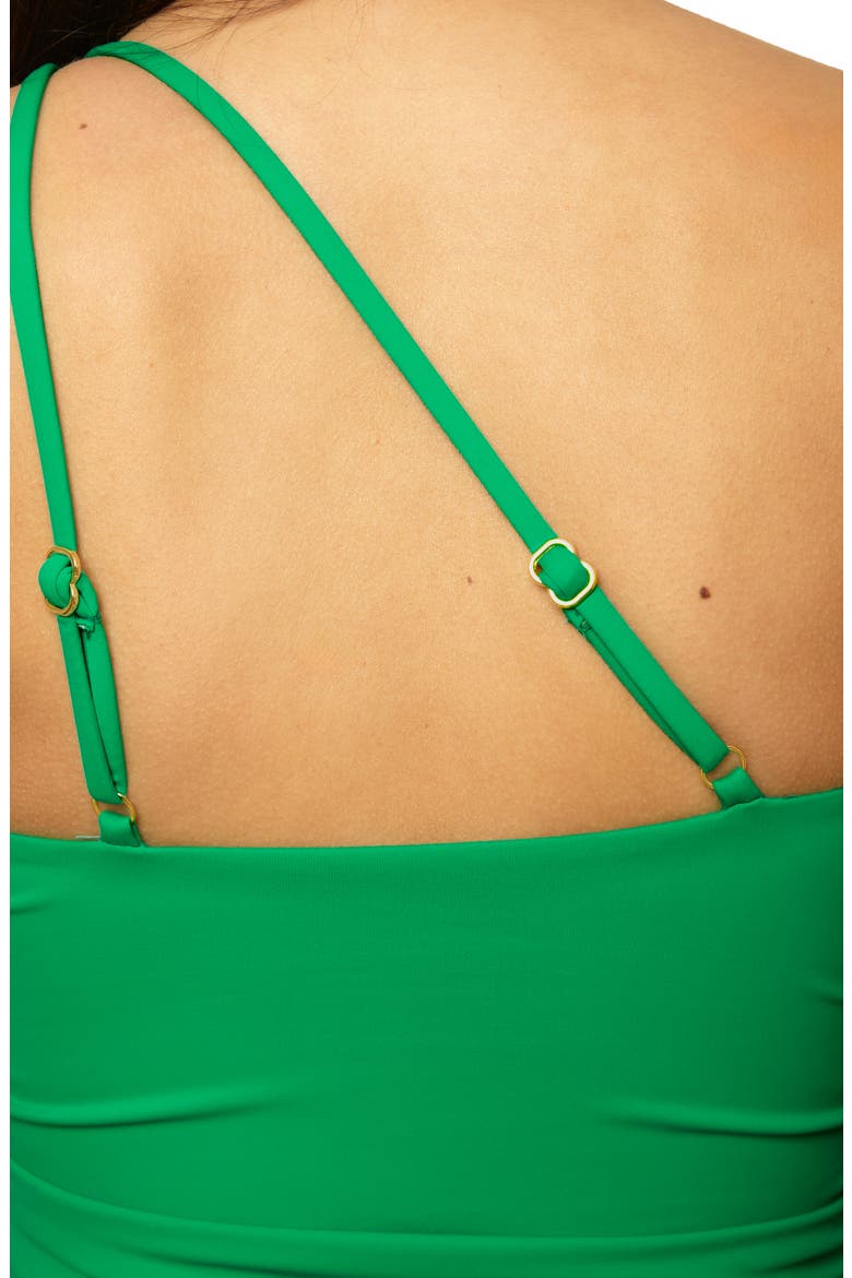 Sun Goddess One-Shoulder Cutout Tankini Top, Alternate, color, GRASS