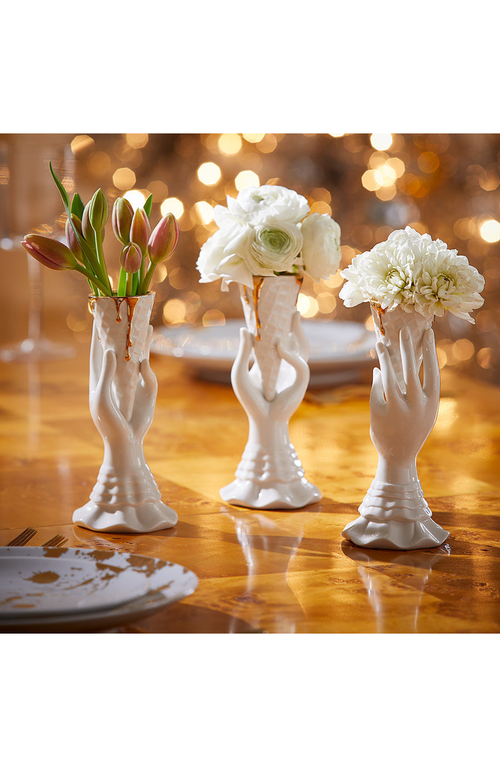 Jonathan Adler Gilden I-scream Vase In White/gold