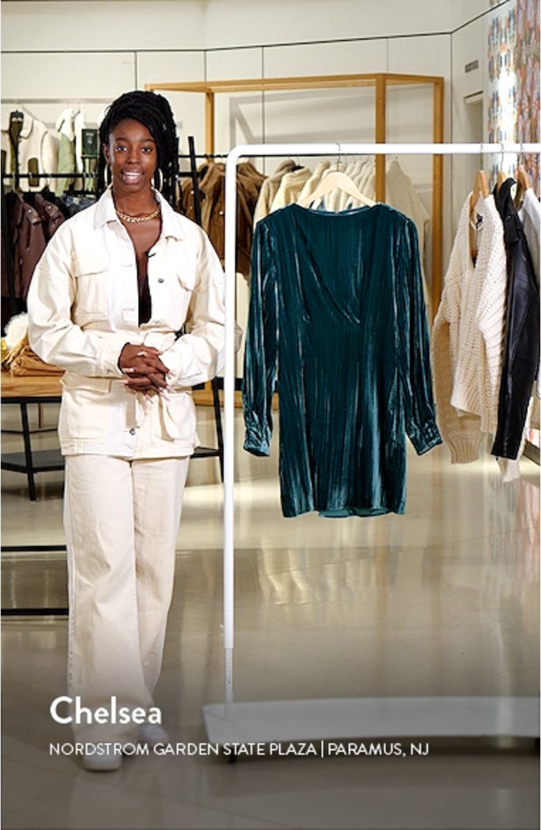Long Sleeve Crushed Velvet Minidress, sales video thumbnail