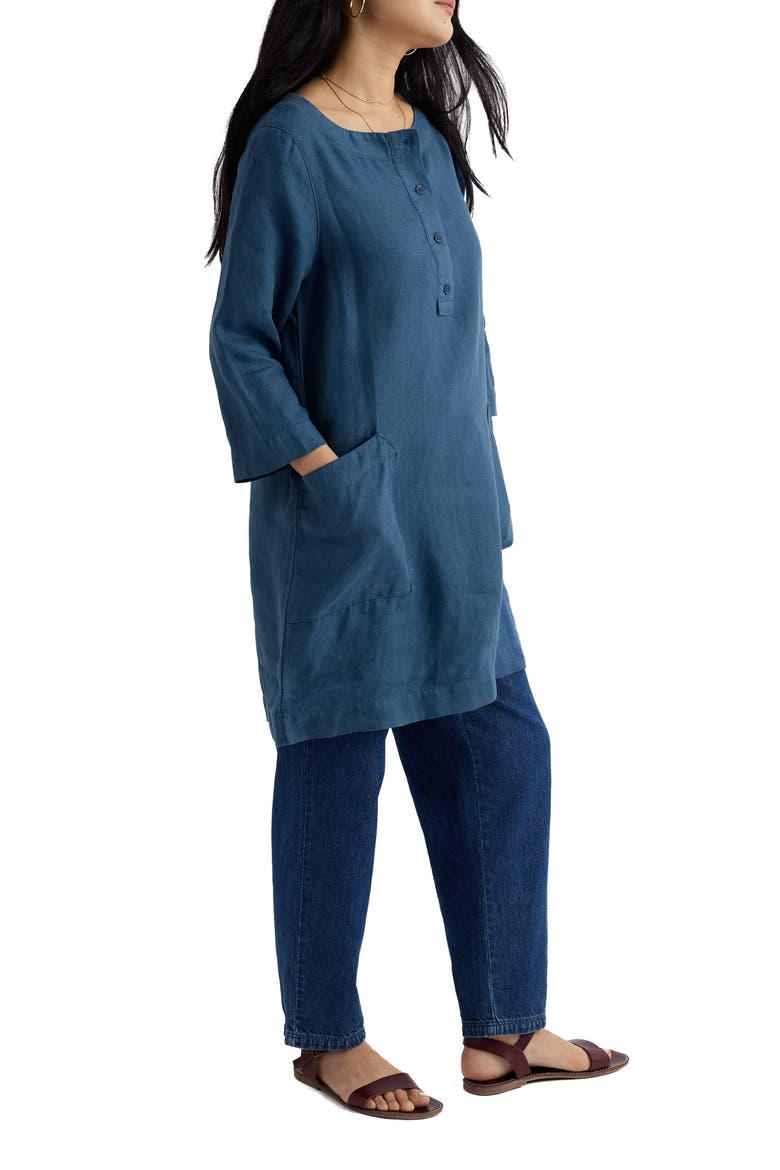 Harbour Wall Linen Tunic, Alternate, color, DUSK