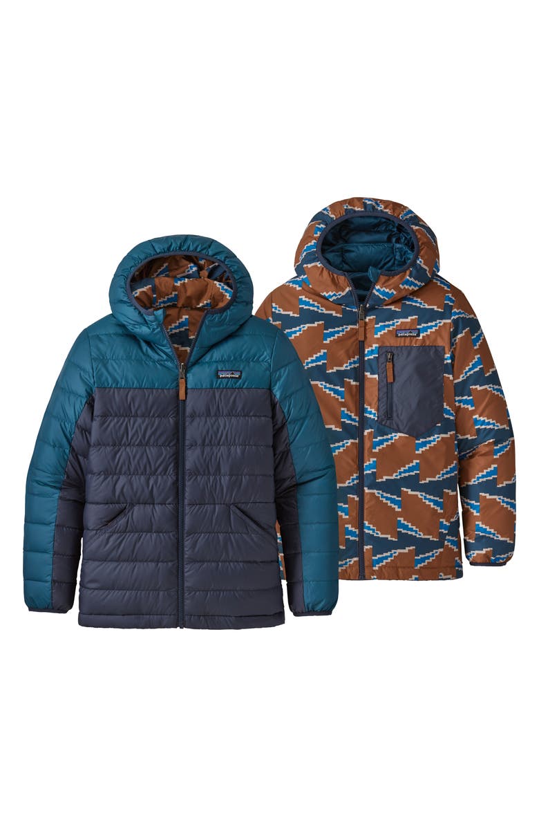 Patagonia Water Repellent Reversible Down Sweater Hoodie, Alternate, color,