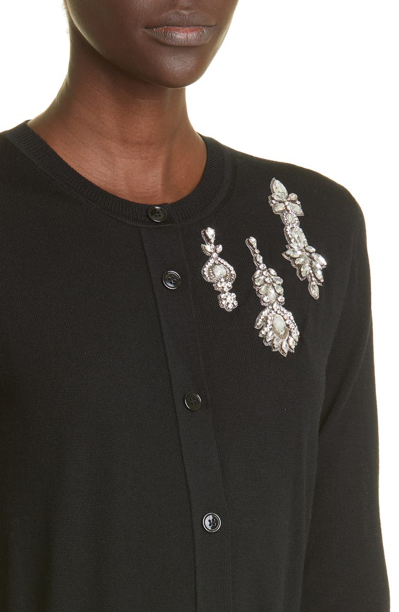 McQueen Alexander McQueen Embellished Wool Cardigan, Alternate, color, 