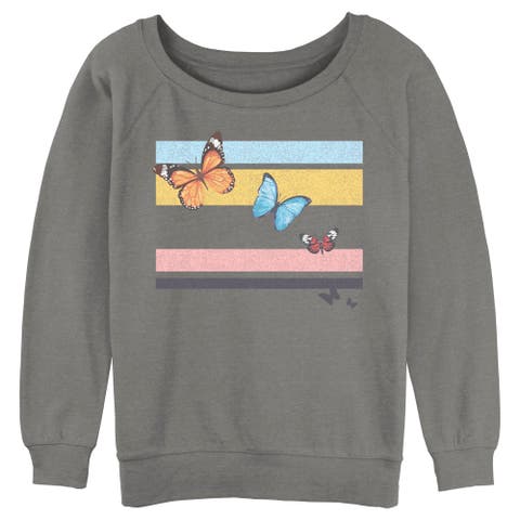Junior's Lost Gods Distressed Butterfly Flag  Sweatshirt