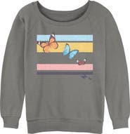 Lost Gods Junior's Lost Gods Distressed Butterfly Flag  Sweatshirt