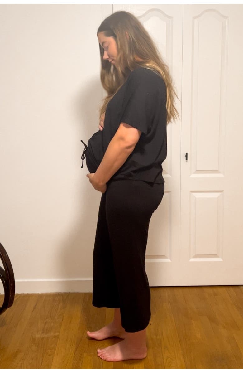 PinkBlush Cropped Pant Maternity Set, Alternate, color, Black