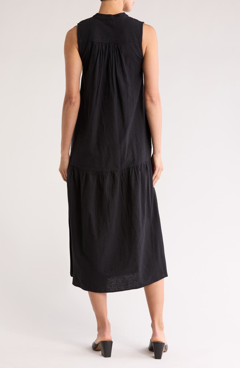 Elan Tiered Cotton & Linen Cover-Up Dress, Alternate, color, Black