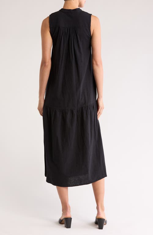 Elan Tiered Cotton & Linen Cover-up Dress In Black