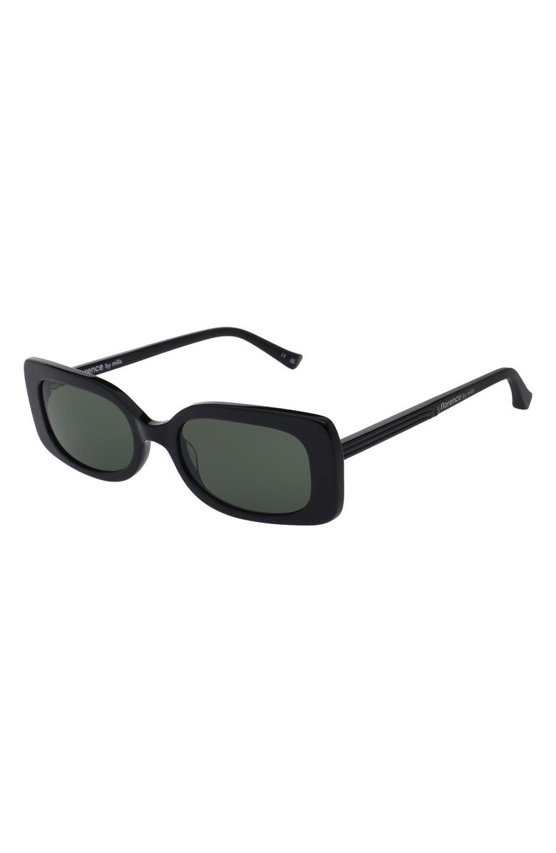 Florence by Mills 52mm Rectangular Sunglasses, Alternate, color, Gloss Black