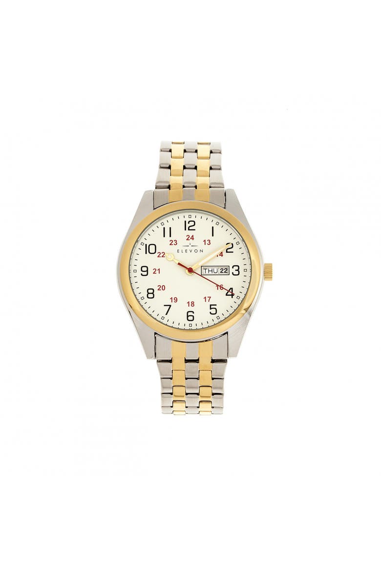 Gann Bracelet Watch w/Day/Date, Main, color, Gold/Silver