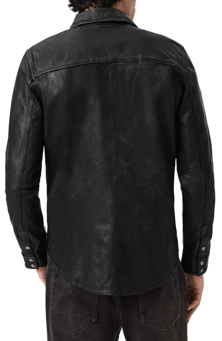 AllSaints Irwin Leather Snap-Up Shirt, Alternate, color, 