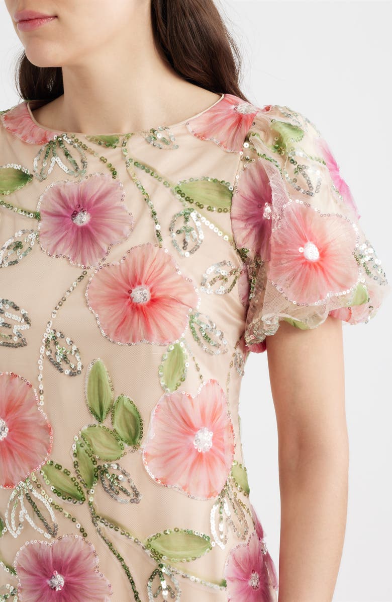 Eliza J Sequin Floral Shift Dress, Alternate, color, Purple Mul